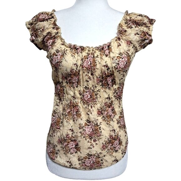 Wet Seal Tops - Y2K Wet Seal Floral Lace Off Shoulder Peasant Blouse Size M Cottagecore Boho